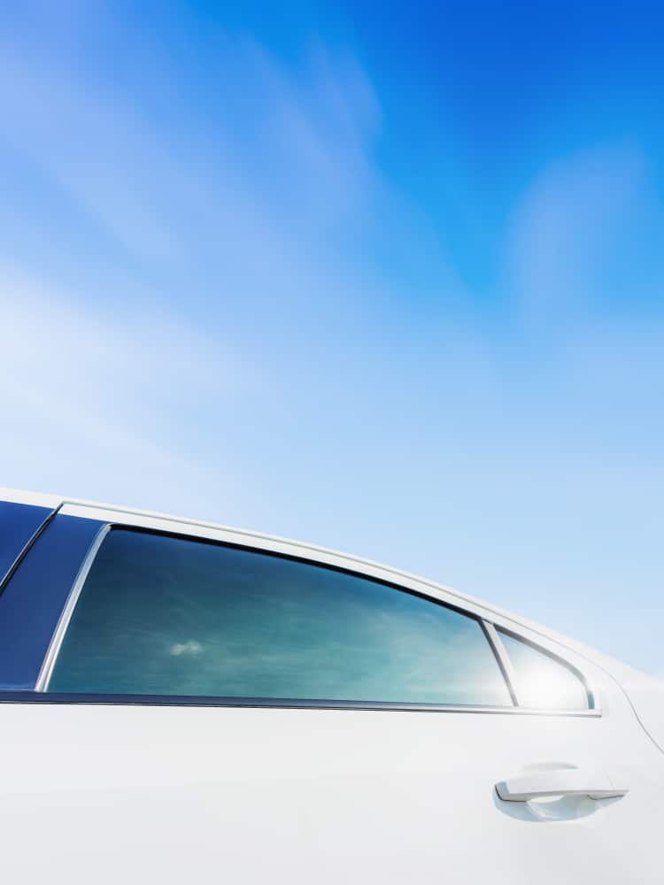 New tint film of the car window with sunlight in the daytime.